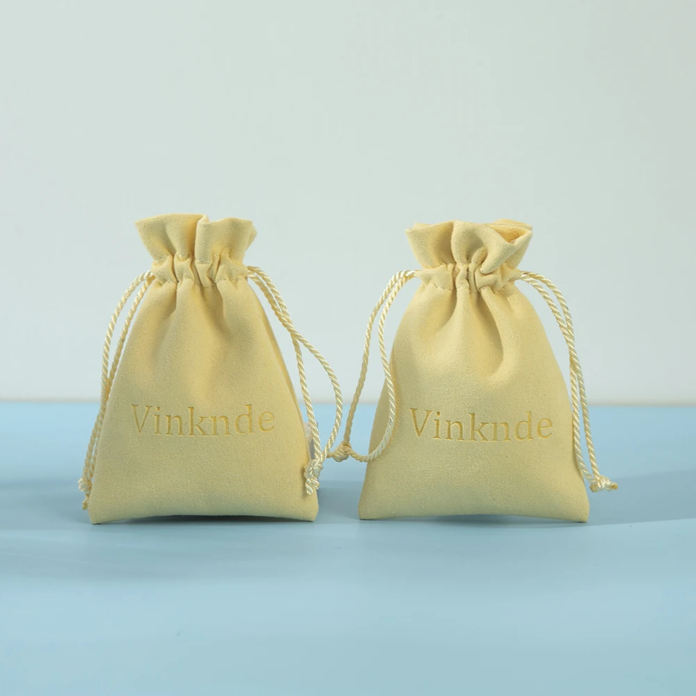 

50pcs Microfiber Jewelry Small Gift Bags Custom Logo Size 8X10cm 9X12cm Drawstring Packaging organizer Pouch Wedding Favor Bulk