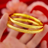 6mm thick solid women bangle unopenable 18k yellow gold filled dubai classic vintage womens jewelry girlfriend gift dia 60mm