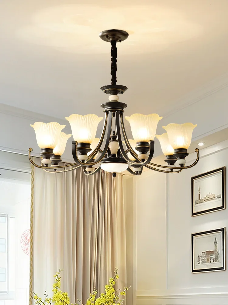 Американская Ретро Люстра Для Гостиной Черное Железо Искусство Простой и