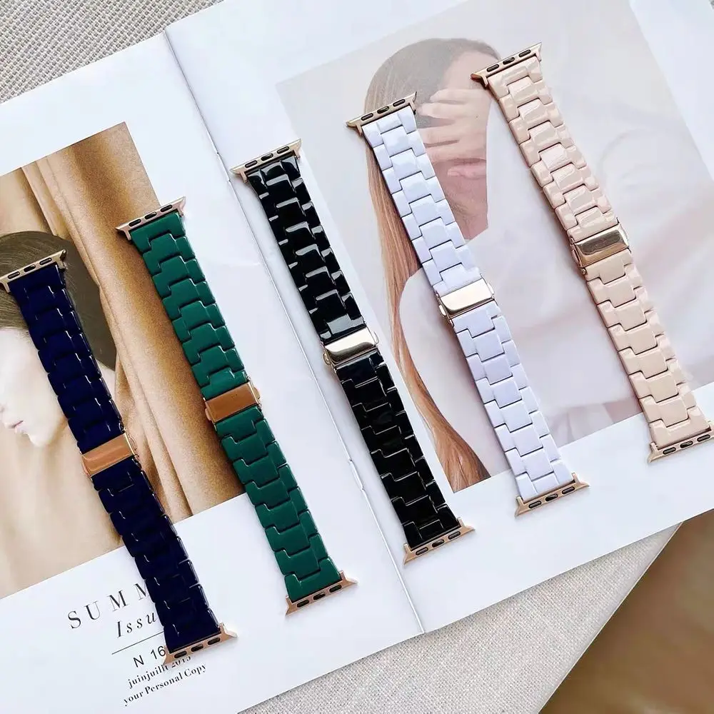 

Luxury Resin Strap for Apple Watch 7 6 5 4 3 SE 44mm 42mm 40mm 38mm correa Loop Watchband Replacement Bracelet