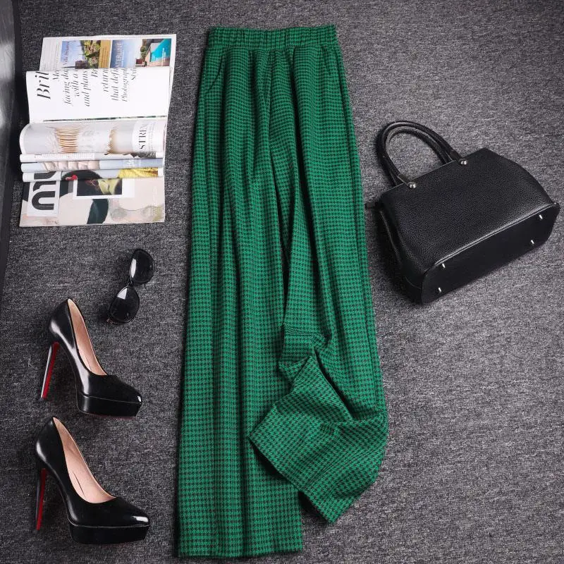 

Women 2022 Spring Summer New Fashion Plaid Trousers Female High Waist Drape Thin Loose Fashion Pants Casual Mopping Pants J22