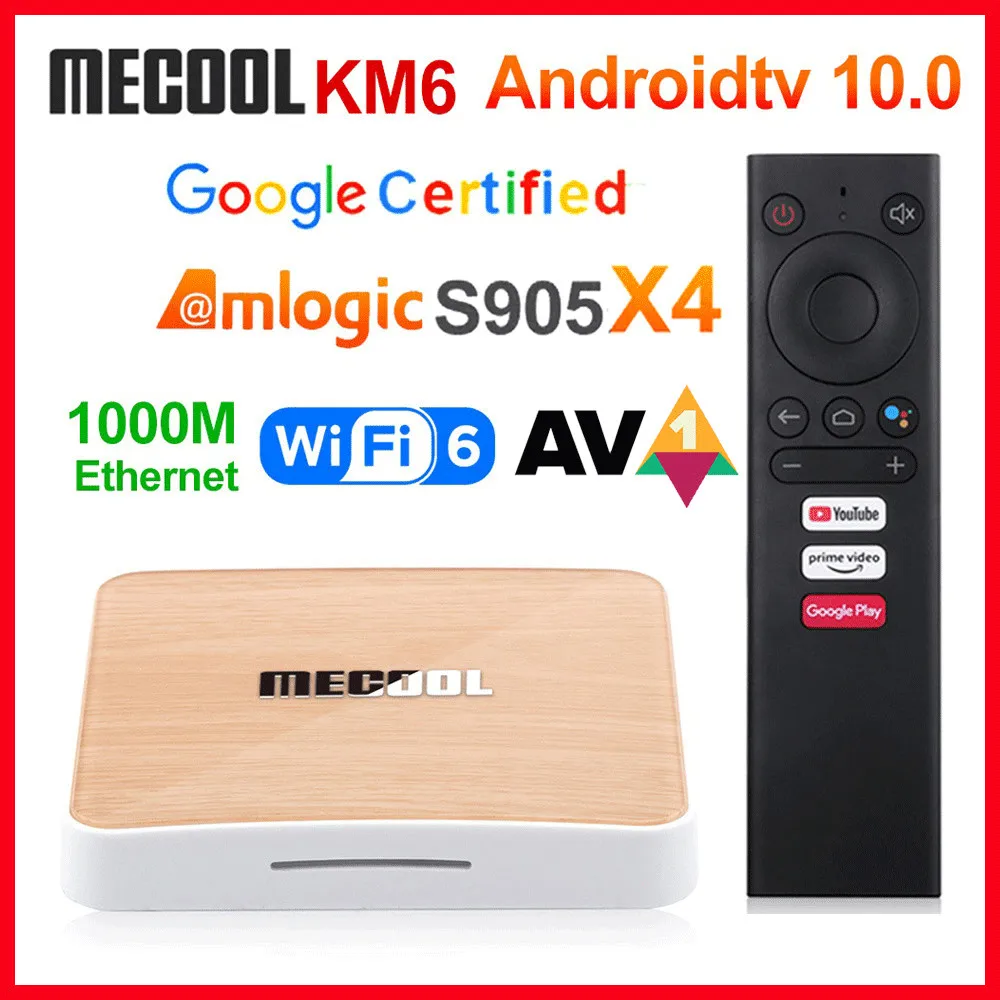 

Mecool KM6 Deluxe Smart TV BOX Android 10 Amlogic S905X4 Google Certified TVBOX 4GB 64GB Wifi6 AV1 BT5.0 4K Set Top Box 2GB 16GB