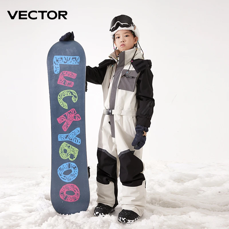 Thick children One-Piece Ski Jumpsuit Outdoor Sports Snowboard Jacket Warm Jump Suit Waterproof Winter Clothes Overalls Hooded