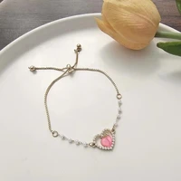 fashion charm heart peach bracelets for women girls korean style aesthetic tassel adjustable bracelet female bangle jewelry gift