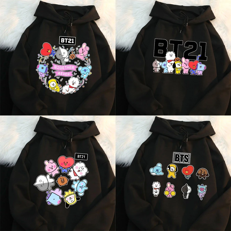 Bt21 анимационный мультяшный периферийный зимний свитшот с капюшоном для девочек