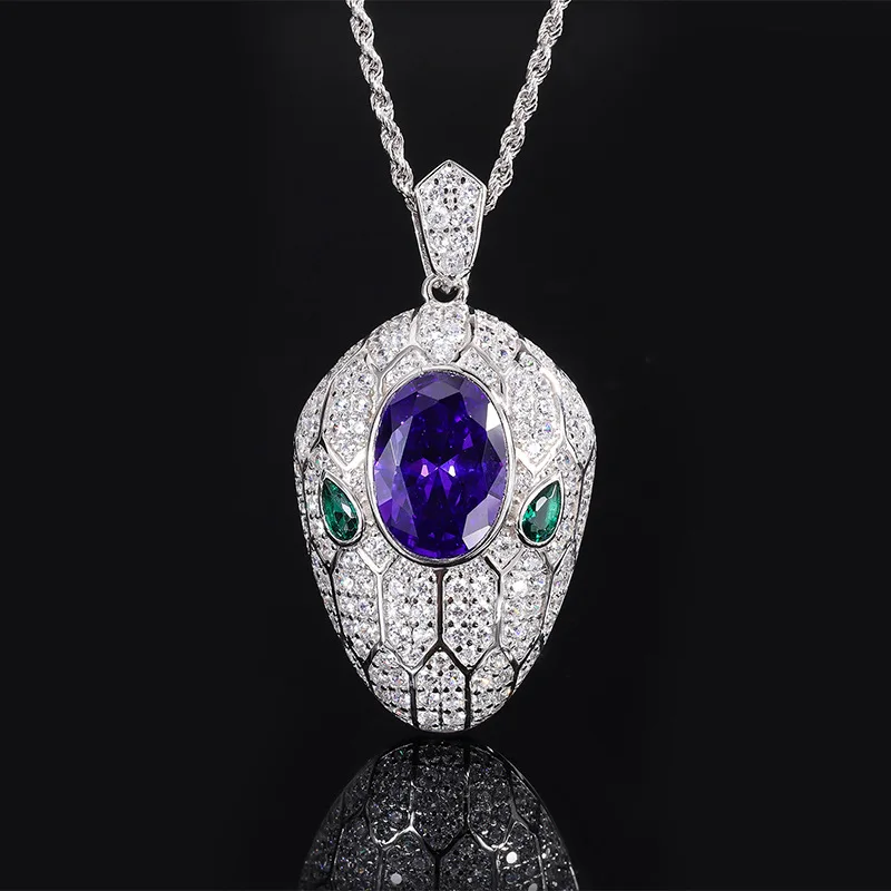 Креативный кулон в виде головы змеи из стерлингового серебра 925 пробы с цирконом