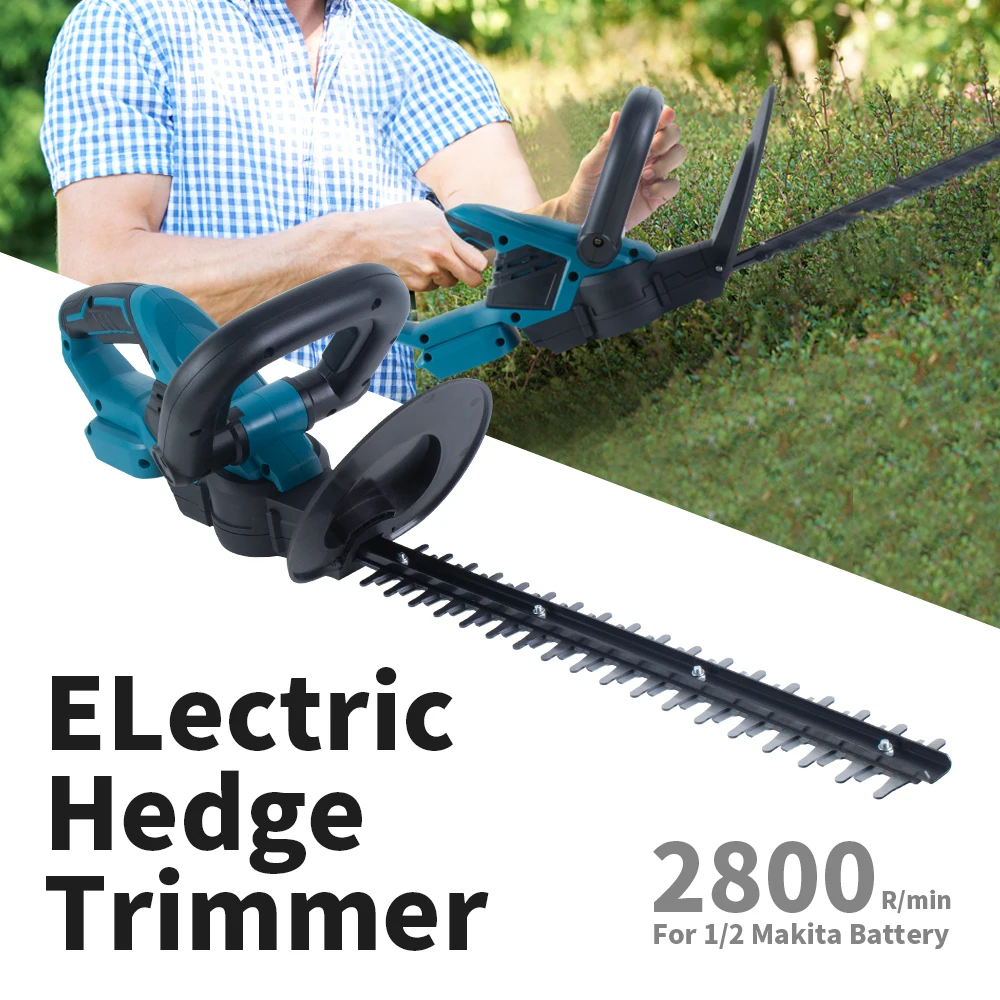 Brushless Cordless Hedge Trimmer Dual Action Pruning Saw Cutter Rotating Handle Garden Tool For Makita 18v Battery