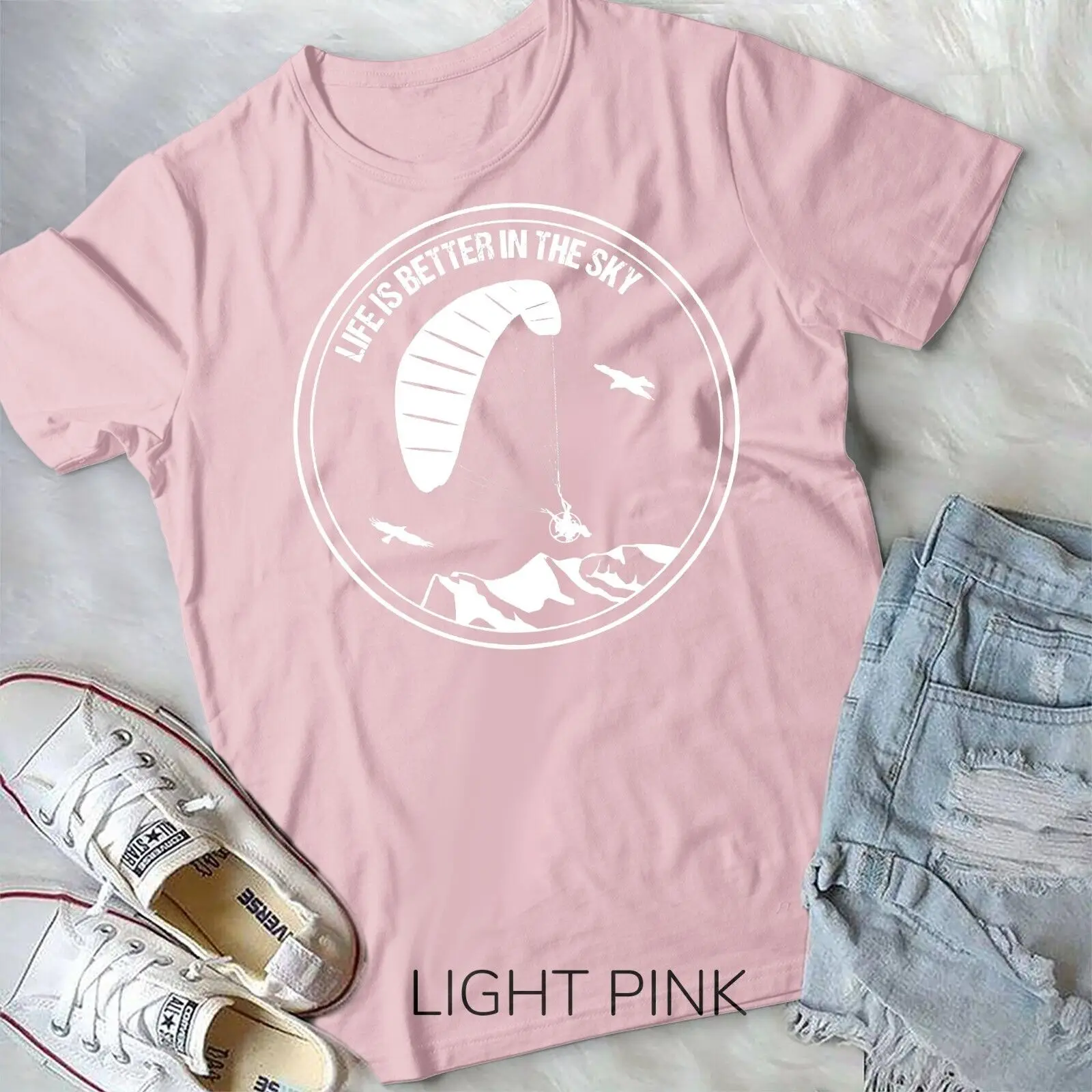 

Paramotor Life Is Better In The Sky Cotton T-shirt Unisex Men Women Pink Top New Summer Short Sleeve Streetwear y2k Harajuku Tee
