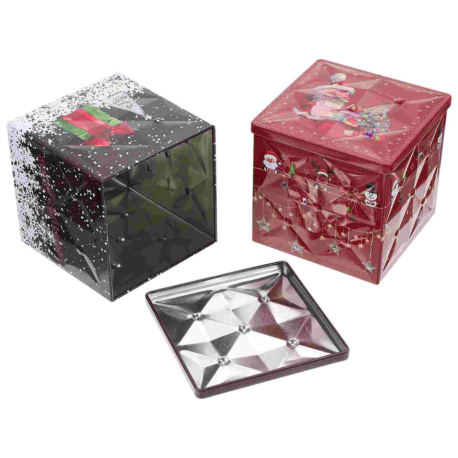 

Box Tin Tinplate Candy Christmas Jar Gift Boxes Cookie Holidaytreat Empty Canister Metalmini Tins Santa