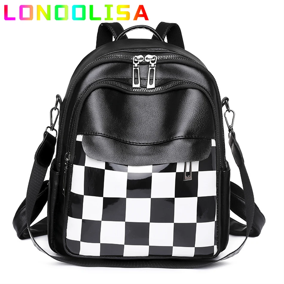 

Модные клетчатые женские рюкзаки, Вместительная женская уличная школьная сумка для книг, повседневные дорожные сумки для девочек, женские ...
