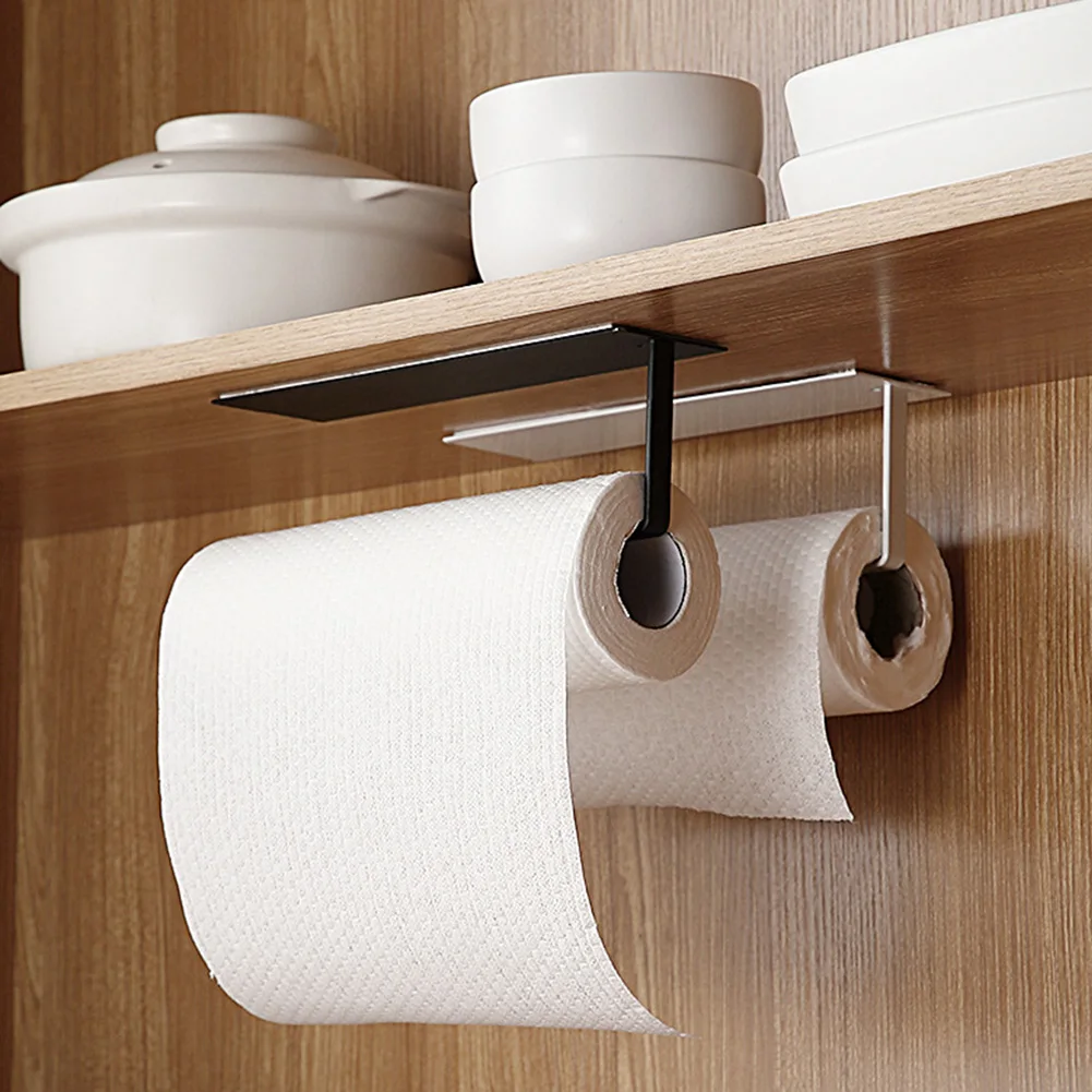 

Roll Paper Holder Wall Mounted Punch Free Bathroom Living Room Kitchen Toilet Wash Table Paper Storage Racks Tissue Towel Shelf