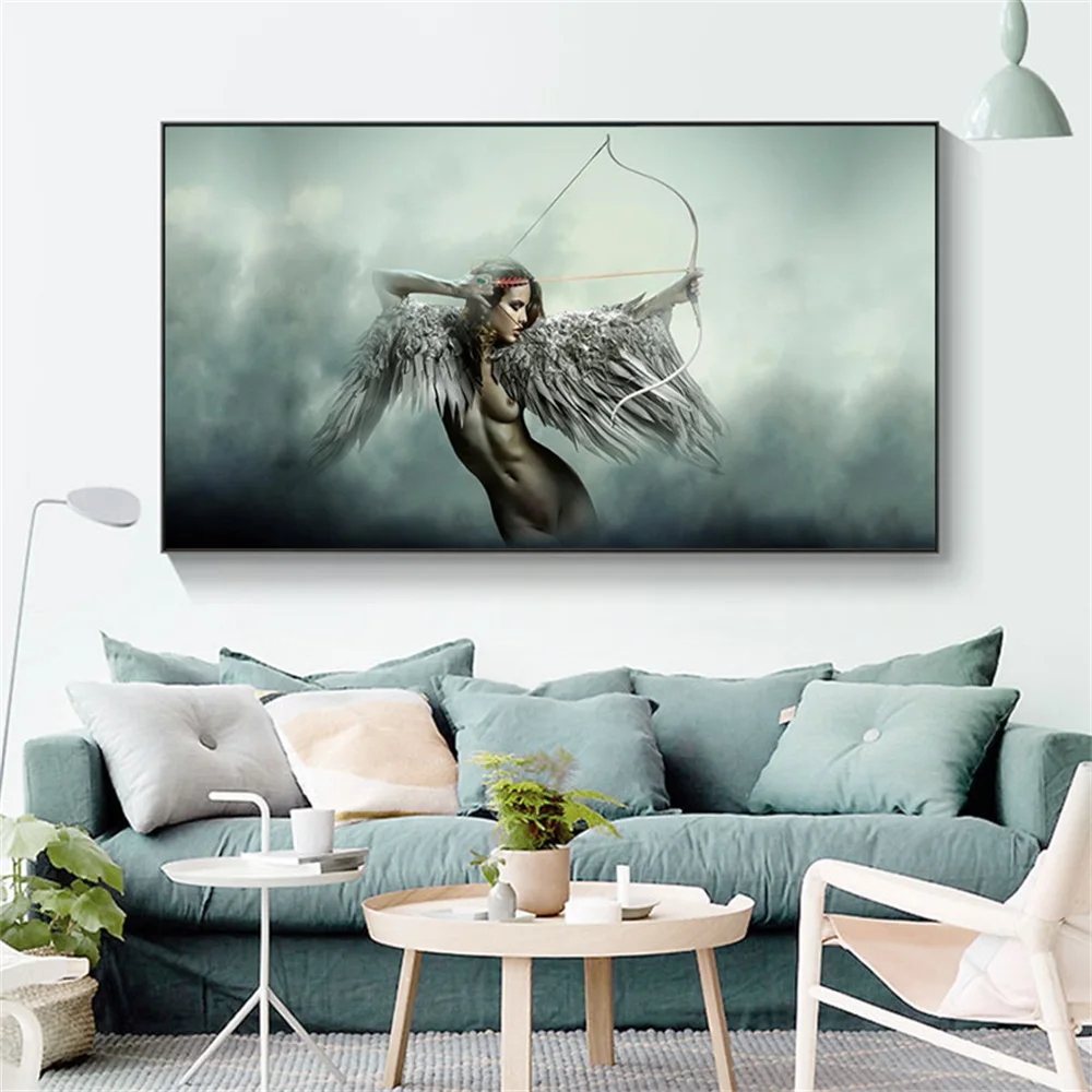

Angel Wings Body Sensual Wall Art Canvas Painting Sexy Girl Nude Posters and Prints Pictures for Living Room Home Decor Cuadros