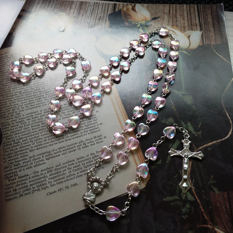 

Simple Gouache Love Plated Pearl Cross Necklace Jewelry Long Fashion Pendant Cross Necklace For Men's And Women's Clothing Chain