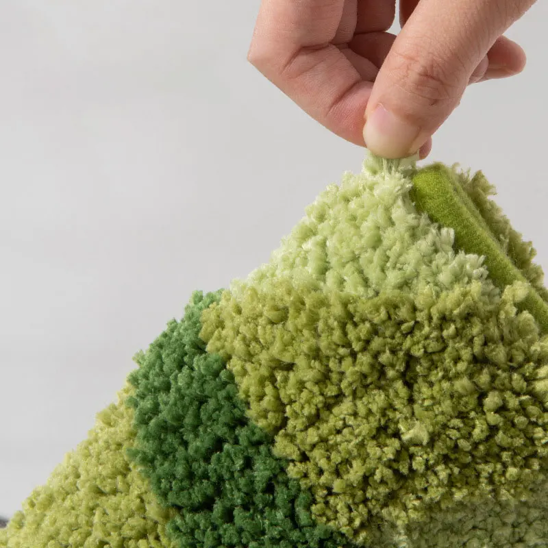 Коврик для ванной с зелеными листьями Нескользящий Впитывающий из микрофибры