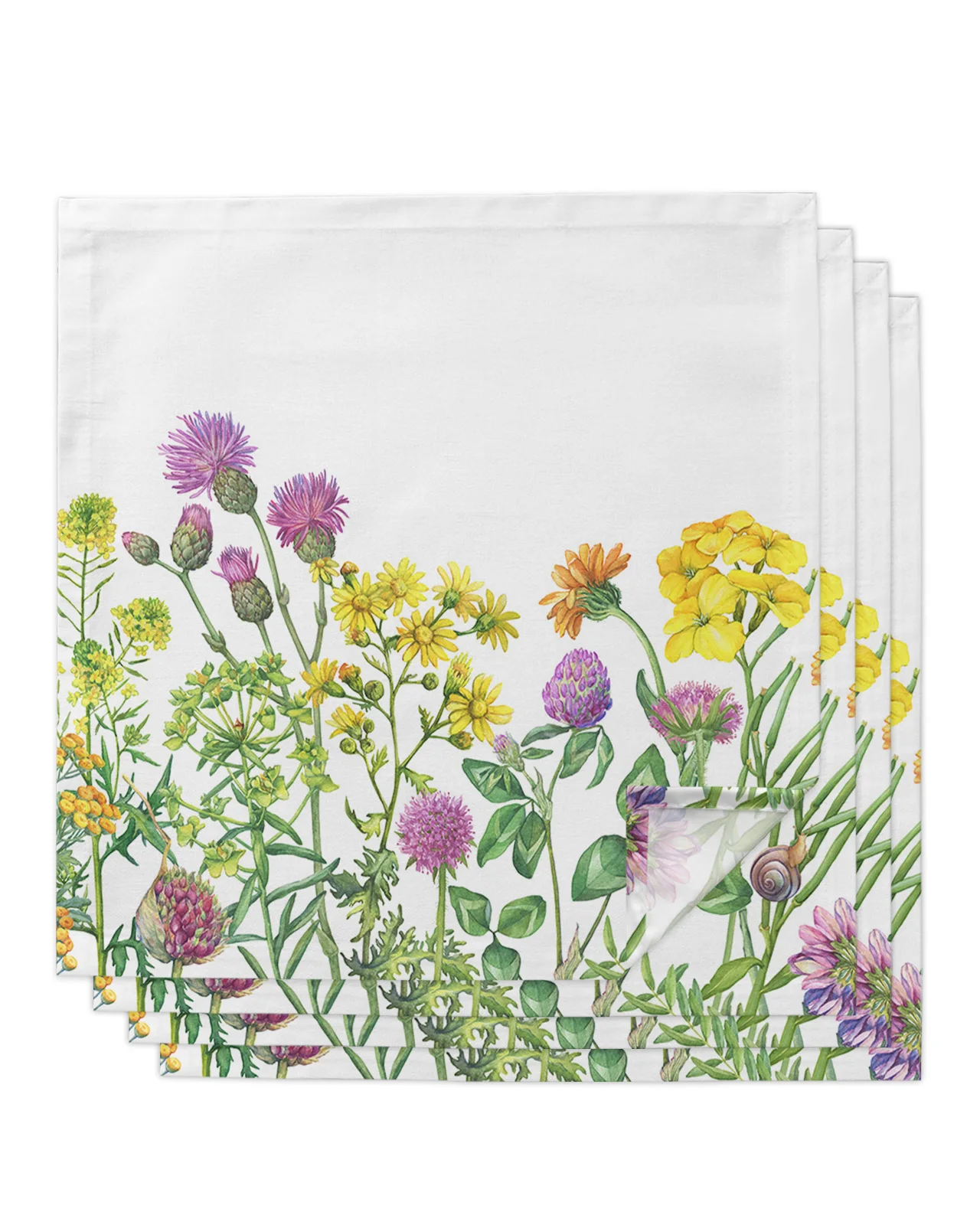 

4pcs Spring Summer Flower Daisy Square 50cm Table Napkin Party Wedding Decoration Table Cloth Kitchen Dinner Serving Napkins