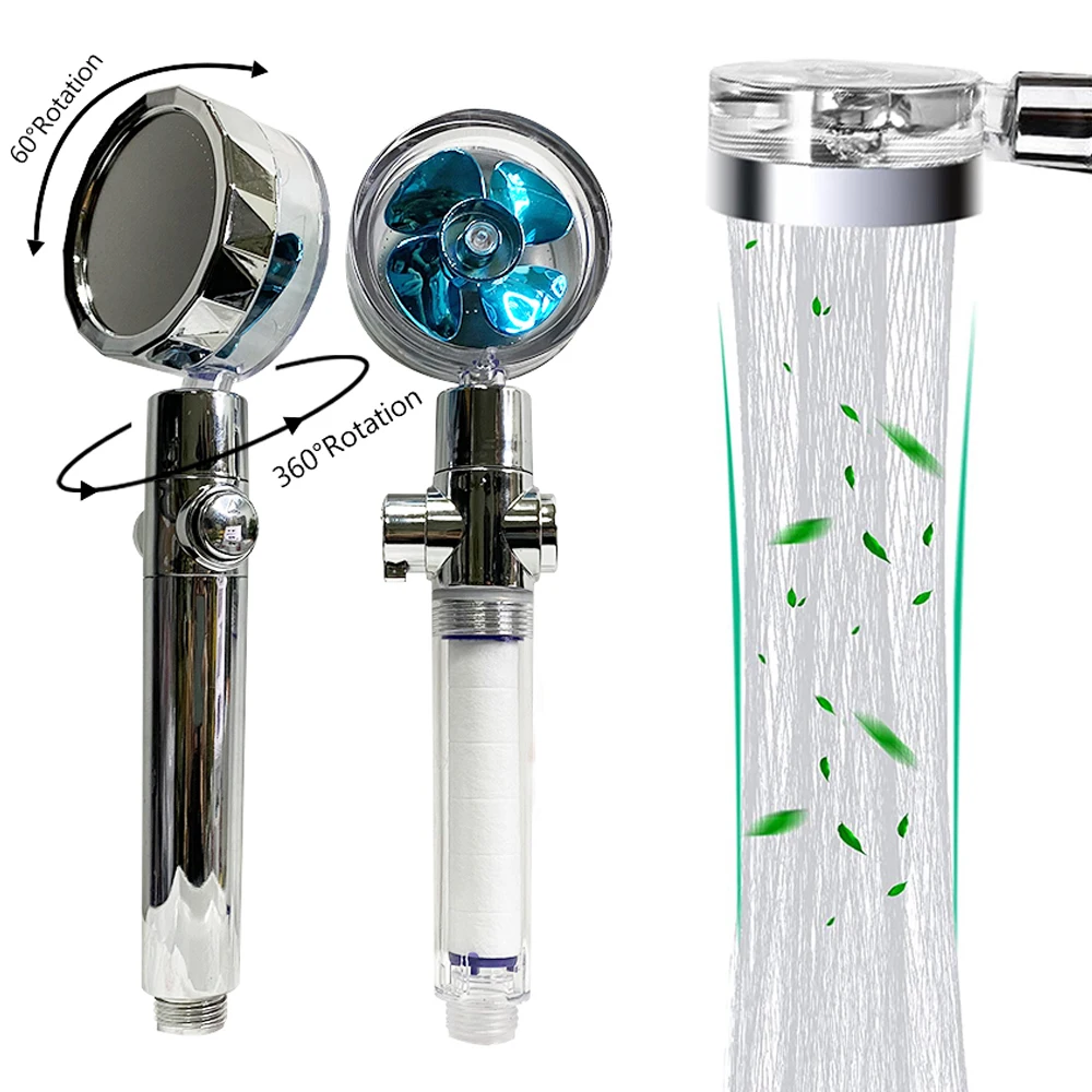 Насадка для душа под давлением вращение на 360 ° фильтр воды золотой вентилятор