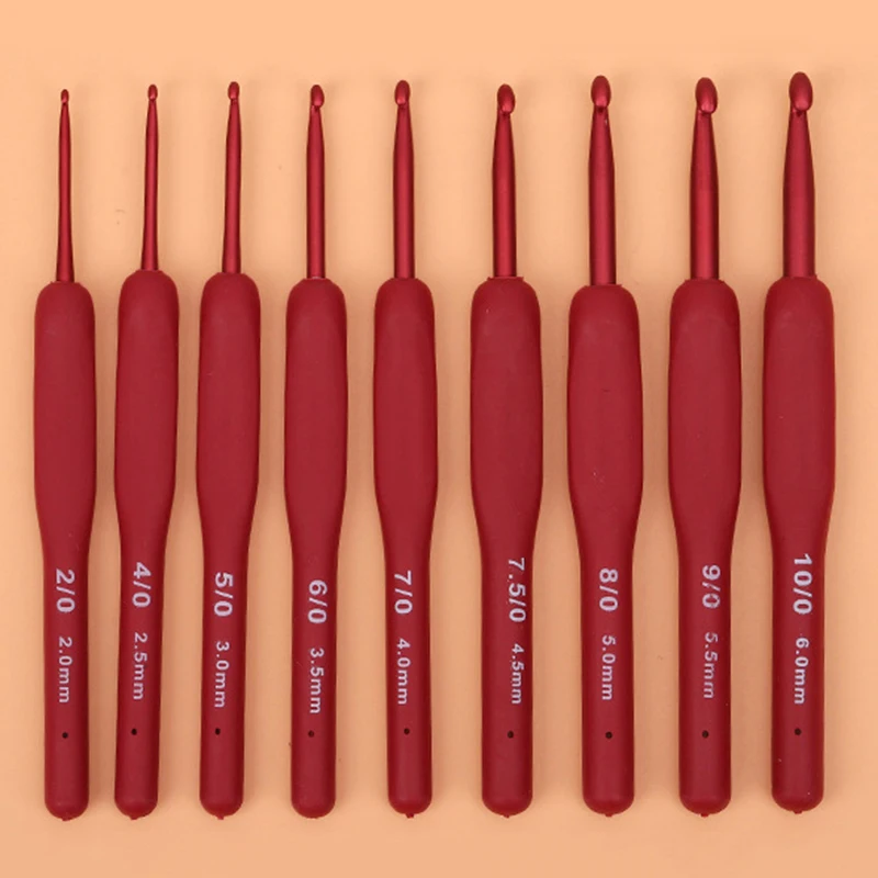 

New Crochet Set Silicone Handle Hooks Needle Tulip Knitting Crochet Needles Single Head Red Crochet Knitting Tool Handmade Craft