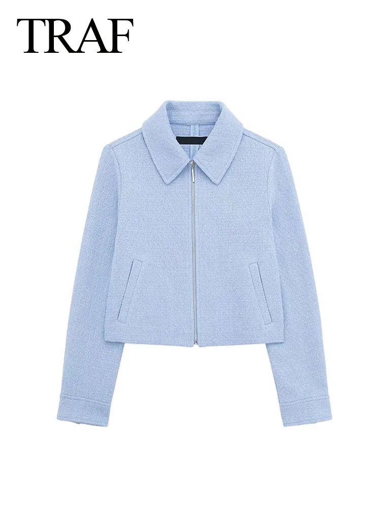 Куртка женская с отложным воротником на молнии карманами