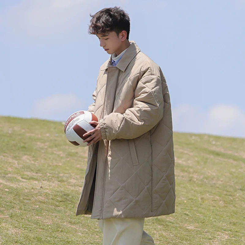 Winter Thick Long Coat Men Warm Fashion Retro Thicken Jacket Men Korean Loose Plaid Trench Coat Mens Oversize Overcoat M-2XL