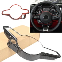 real carbon fiber car interior accessories steering wheel button decorative frame cover for alfa romeo giulia stelvio 2020 2021