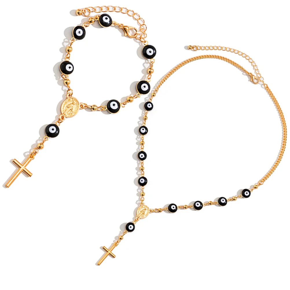 

Bracelet Necklace Wrist Cross Women Jewelry Chain Bead Rosary Wristband Braceletsbeaded Prayer Religious Dainty Stretch Beads