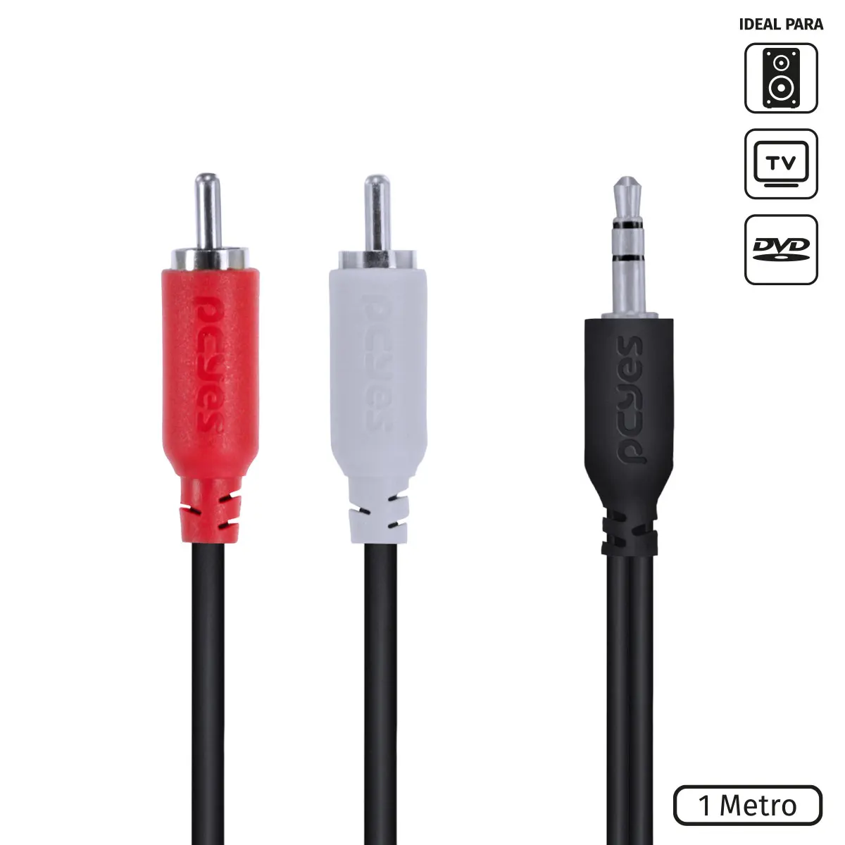 

AUDIO CABLE 2 RCA MALE FOR P2 3.5MM MALE 28AWG PURE COVER 1 METRO - P2R35-1