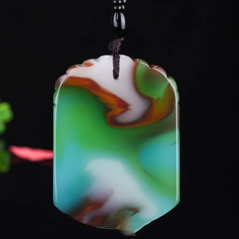 

Natural Xinjiang Gobi Colorful Jade Peace and Nothing Sign Pendant Men and Women Peace Peace Peace Sweater Chain Pendant