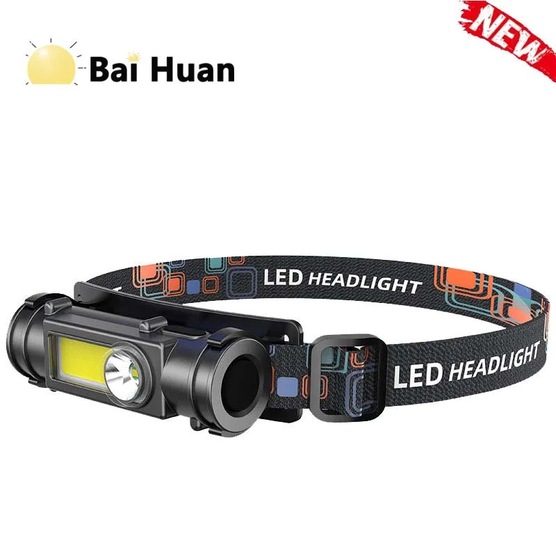 

BaiHuan COB LED Headlamp USB Rechargeable Magnet Work Light Head Torch Built-In 18650 Battery Headlamp Flashlight Flashlight
