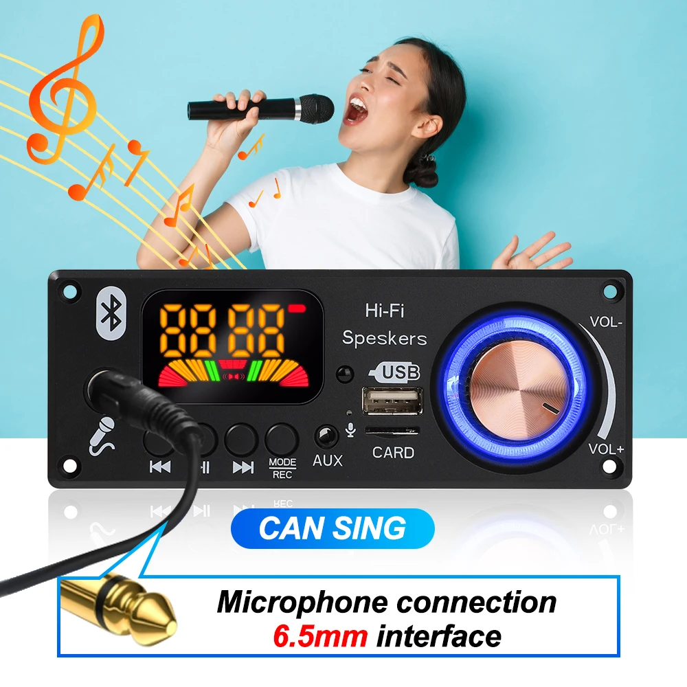 Фото Усилитель KEBIDU 160W с Bluetooth, декодер MP3/WAV, плата с микрофоном 6,5 мм, FM, TF, USB, автомобильный аудиомодуль, музыкальный плеер с регулировкой громкости №3