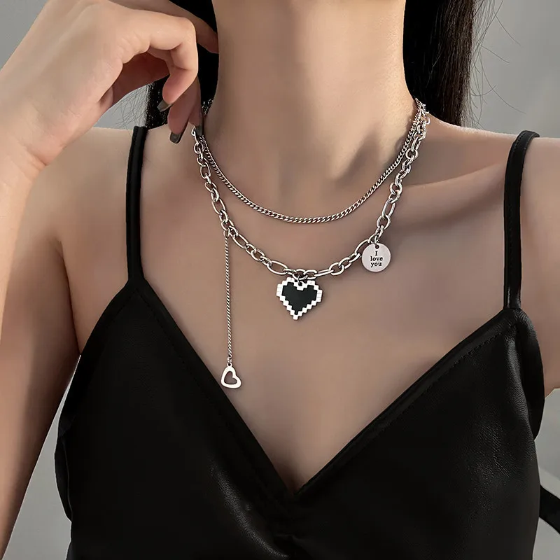 

Women Necklace Two-layer Fashion Chain Heart-shaped Pendant Fashion Jewelry
