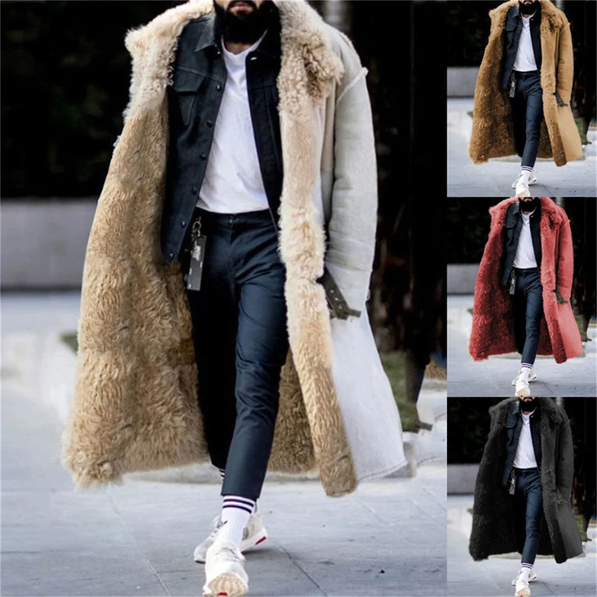 2021 new European and American winter outdoor imitation fur men's coat windproof and antifreeze warm coat