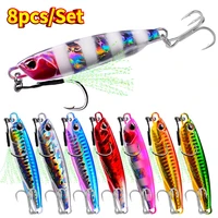 8pcsset jigging lure fishing lures metal spinner spoon fish lot bait jigs japan tackle pesca bass tuna trout whopper plopper