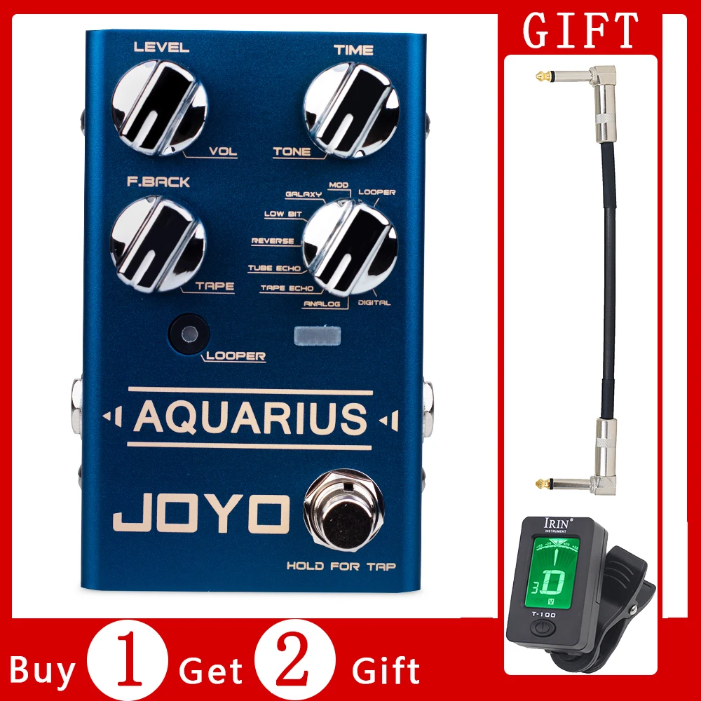 

JOYO R-07 AQUARIUS Effect Digital Delay Pedal 8 Delay Effect Features Looper Function with 5 Minutes Recording Time Guitar Pedal