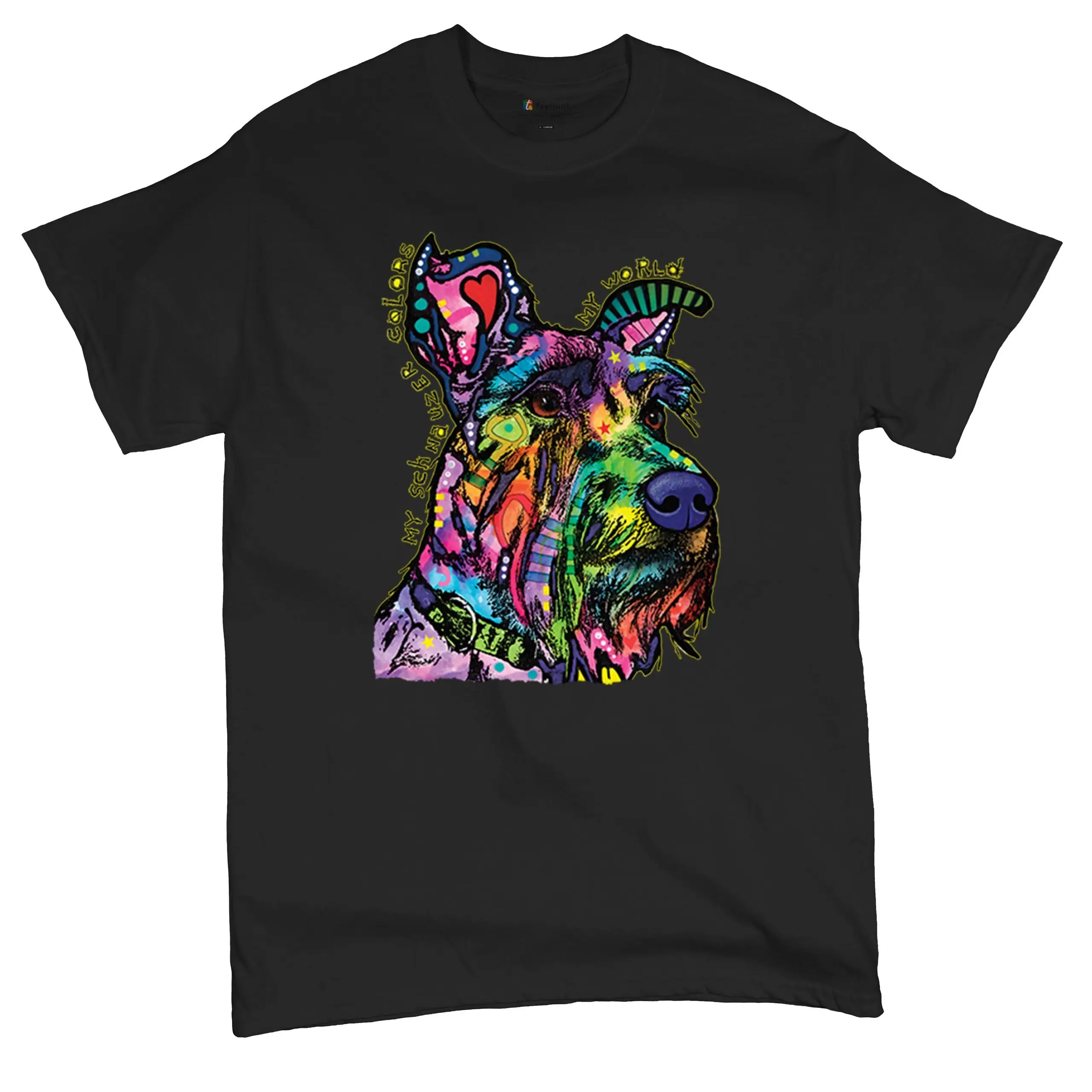 Футболка My Schnauzer Colors World Dean Russo Pet Dog Mom Dad Cute Puppy Colorful Neon Doggy Wagging Tail Fur Friend Мужская