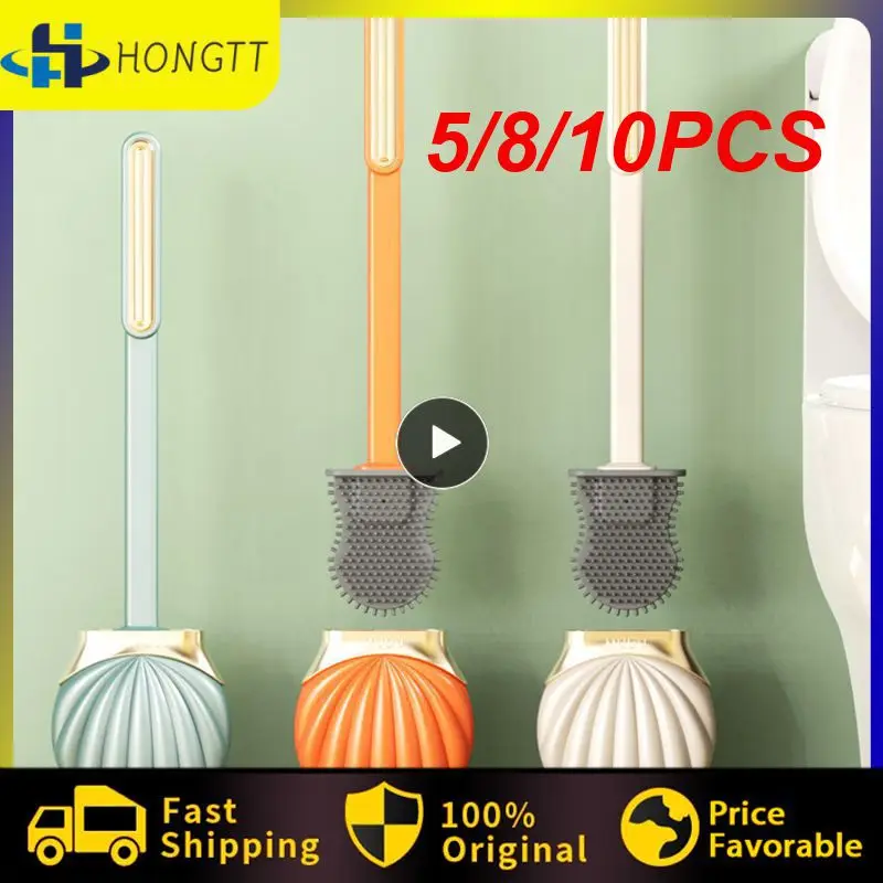 

5/8/10 шт., силиконовая щётка для унитаза с длинной ручкой