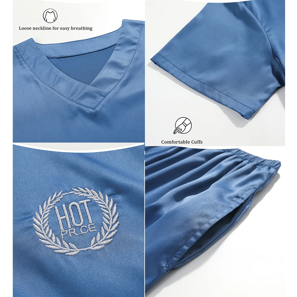 4XL Trendyol Embroidery Silk Like Pajamas For Men Summer Breathable Short Sleeve Pajama Sets Soft Man pijama hombre pyjama homme