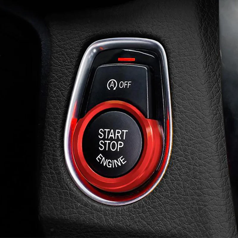 

Red Button Cover Trim Start Vehicle Keyless Knob Car Console For BMW 1 2 3