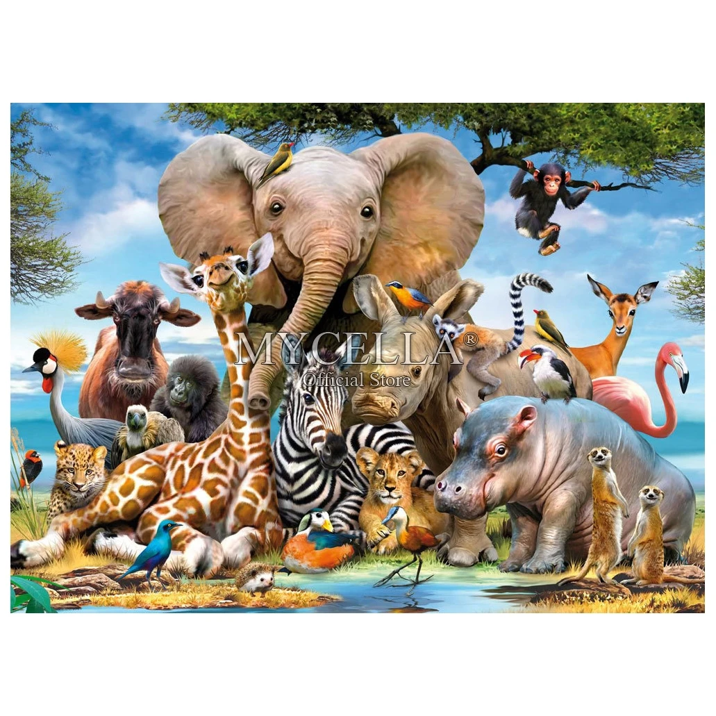 

Animals Elephant giraffe zebra Full 5d Diy Diamond Painting Jewelry Cross Stitch Kits Mosaic Embroidery Home Decoration Art Gift