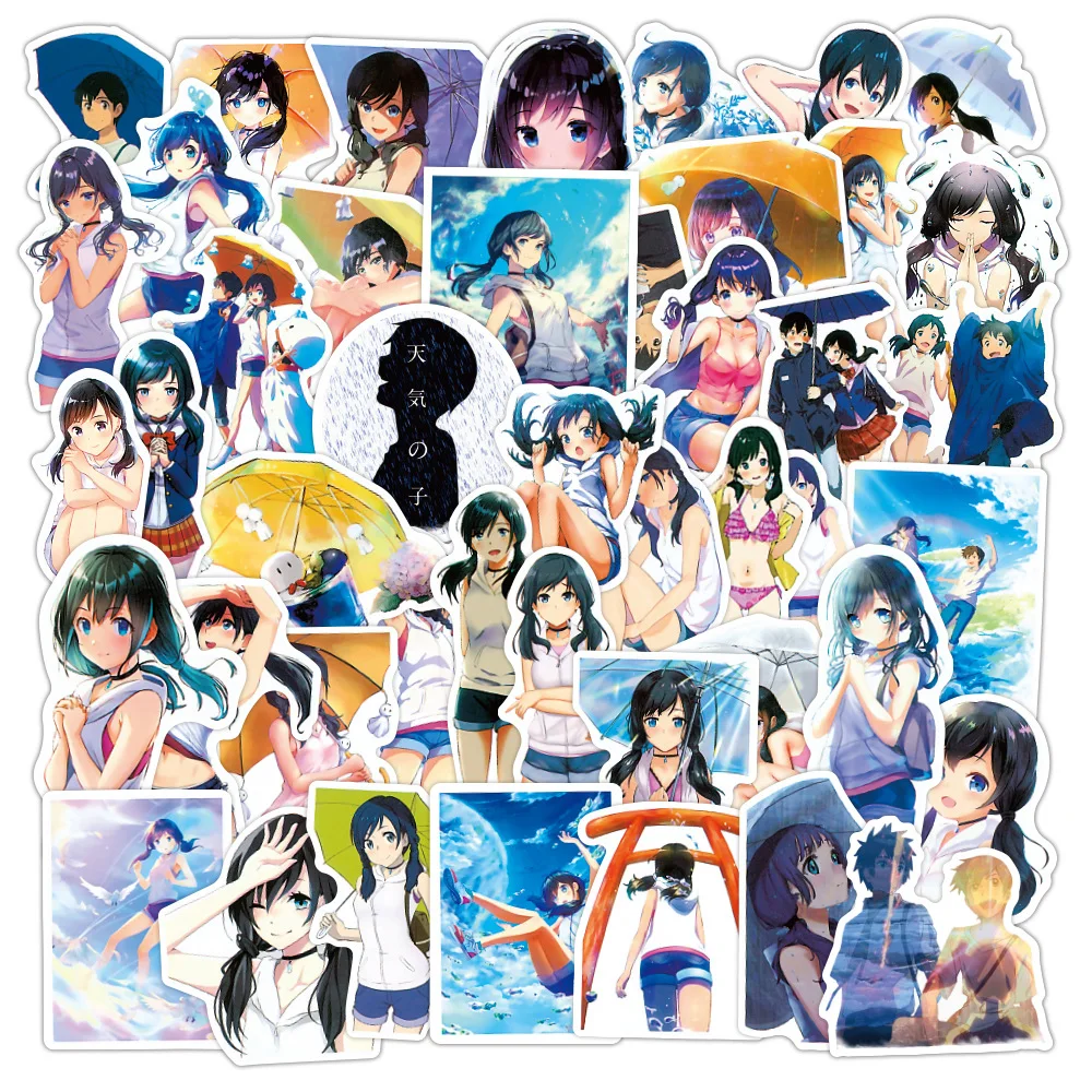 

50pcs Weathering with You Japanese Anime Cartoon Graffiti Sticker Laptop Skateboard Guitar Machine IPad Waterproof Sticker Toys