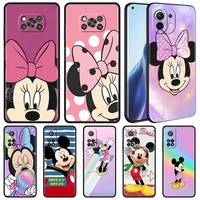 black soft case for xiaomi mi 11 lite 12 pro 9t 11t 5g 10t pro note 10 poco x3 nfc m3 f1 phone cover mickey pink minnie mouse