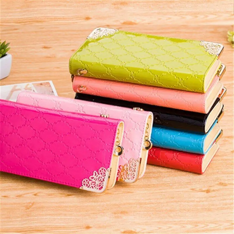 

Женский кожаный кошелек, Женский кошелек с зажимом для карт, кошелек с зажимом для наличных, сумка для двойного сложения, винтажный кошелек, ...