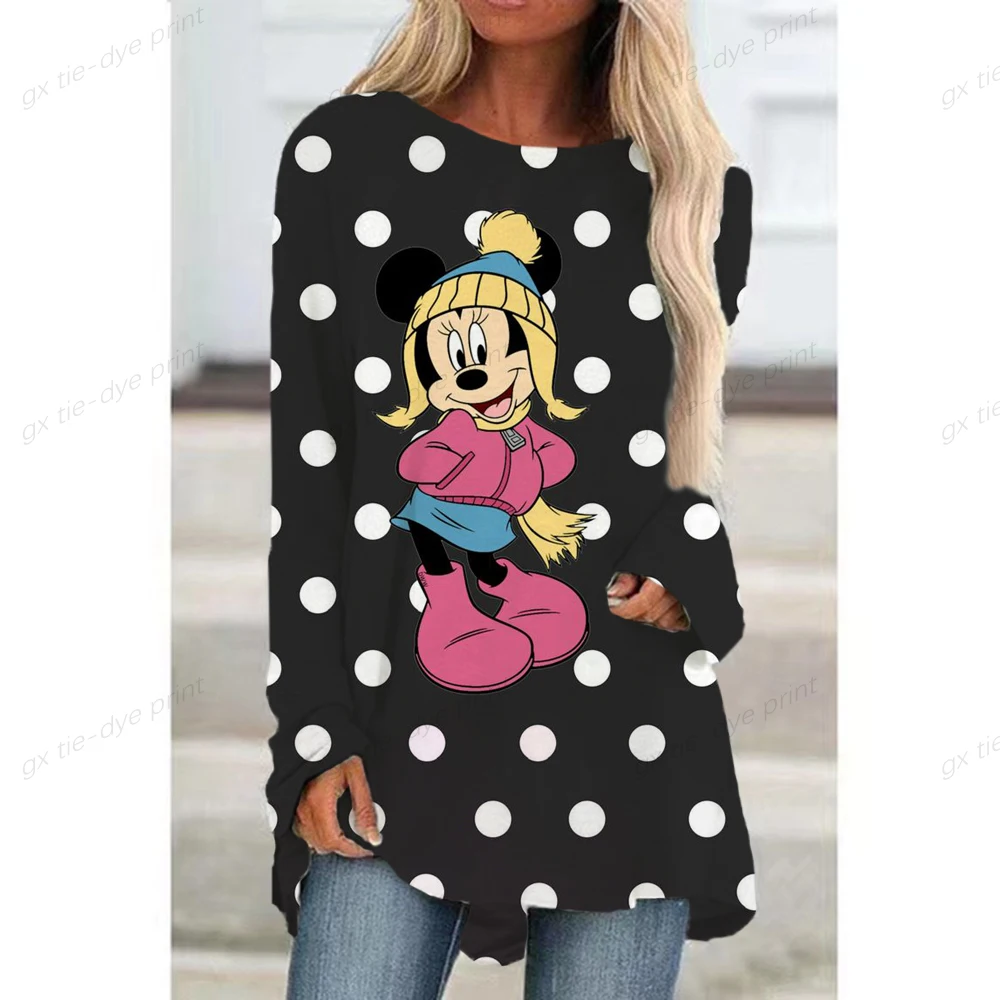 

Y2K Long Sleeve Shirts Women Sexy Disney Minnie Mickey Print Graphic Top Spring Autumn 2022 Goth Streetwear Loose Women T Shirt