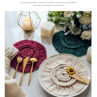 hand woven tassel coaster bohemian ins cotton thread table mat thickened dining table placemat kitchen tools