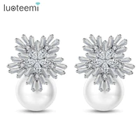 luoteemi hot sale handmade fashion imitated pearl pendent earring jewelry for elegant bridal women wedding accessories wholesale