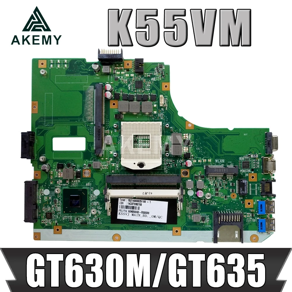 

Материнская плата для ноутбука ASUS K55VM K55VJ K55V R500V REV.2.0/2,1/2,2/2,3 GT630M/GT635/2G, протестированная на 100% рабочая оригинальная материнская плата