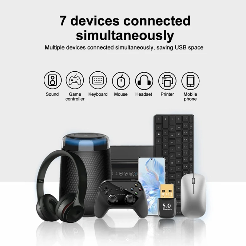 Bluetooth 5.4 Адаптер USB Adaptador для ПК Ключ Беспроводная мышь Клавиатура Музыкальный