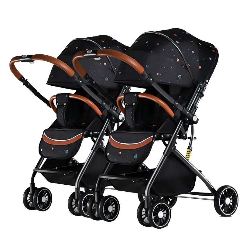 

BETSOCCI Twin Stroller Splitable Multiple Stroller Lightweight Folding Sit and Lying Two-Way Trolley