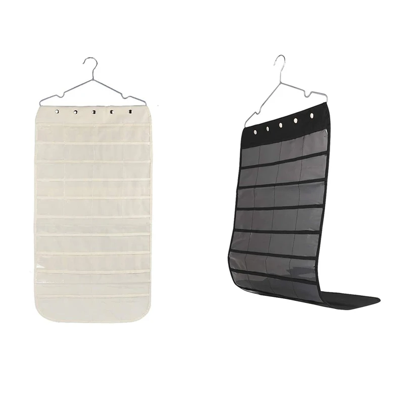 

Подвесной органайзер для ювелирных изделий, двухсторонний органайзер для ювелирных украшений с 40 карманами и 20 крючками Magic Tape, органайзер-...