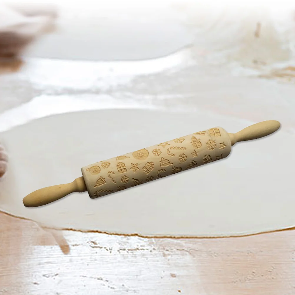 

1pcs Creative Rolling Pin Christmas Printing Rolling Pin Rolling Pin Beautiful Home Tool for Man