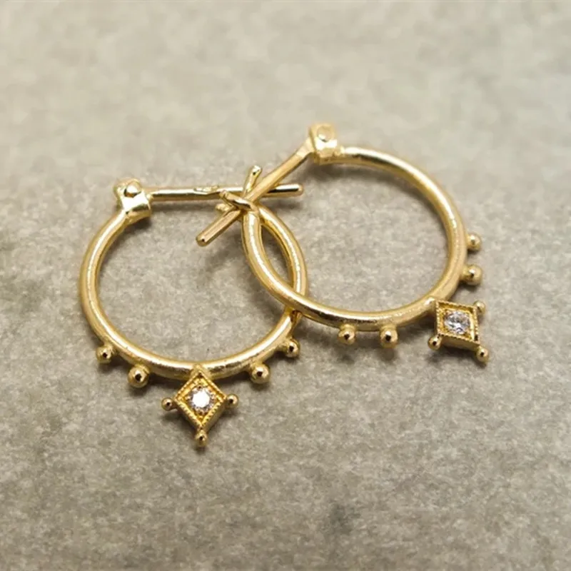 

Fashion Classic Gold Color Crystal Hoop Earrings for Women Retro Circle Geometric Round Earring Simple Jewelry Accessories